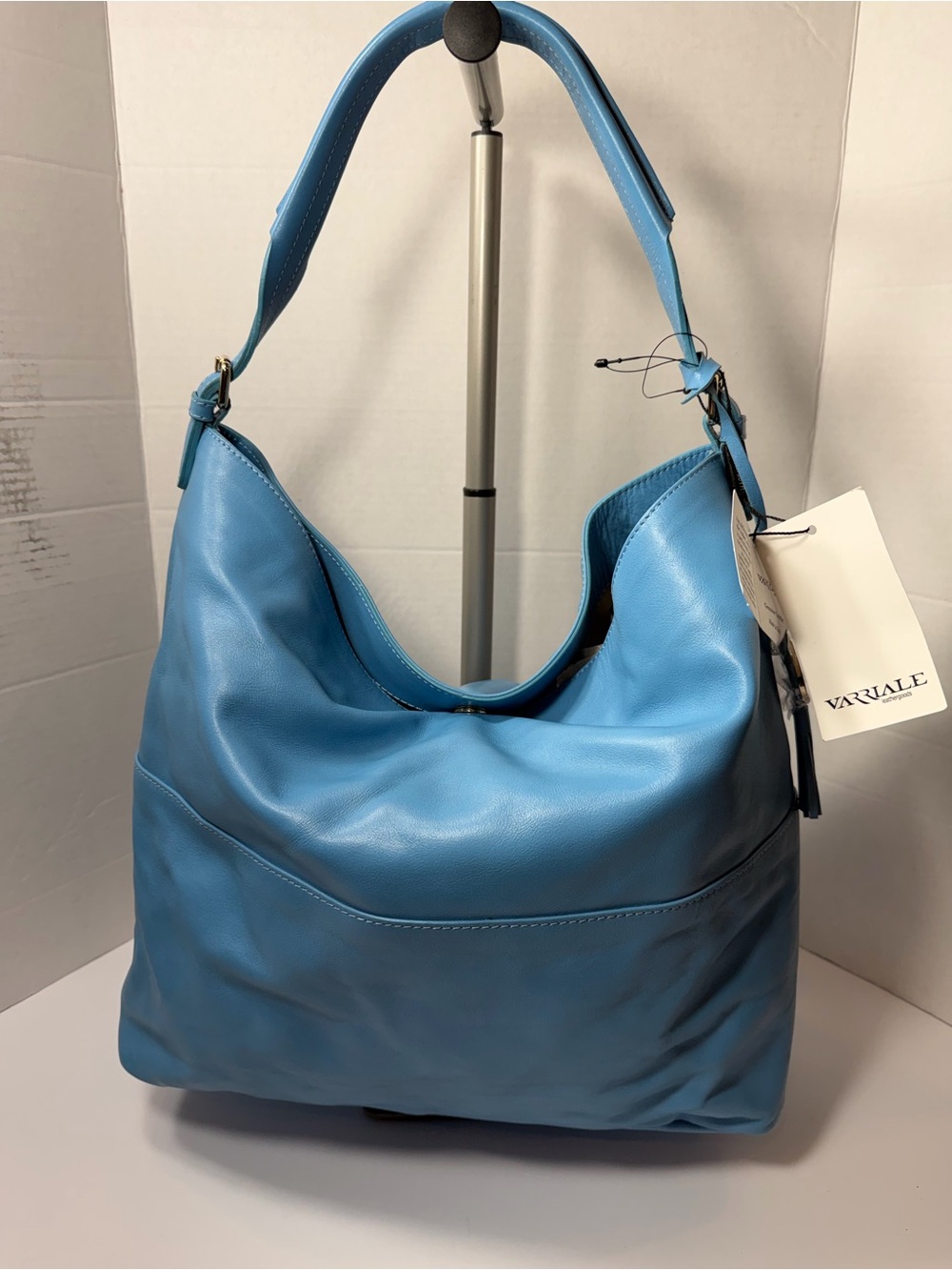 NWT VARRIALE Sky Blue Leather Hobo Bag Italian leather